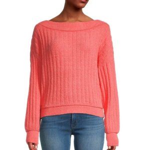 Free People 'Cabin Fever' Pullover Chenille Sweater, Coral
